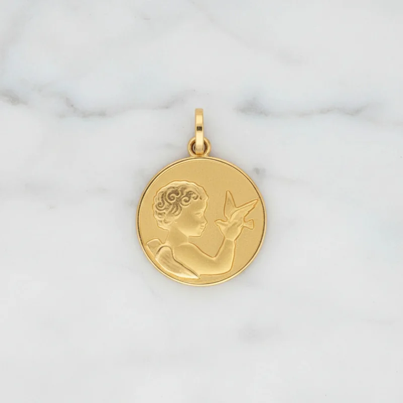 Médaille Ange et oiseau - OR