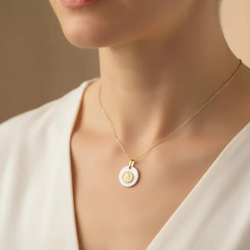 Médaille de baptême ange nacre et en or | Comptoir Religieux