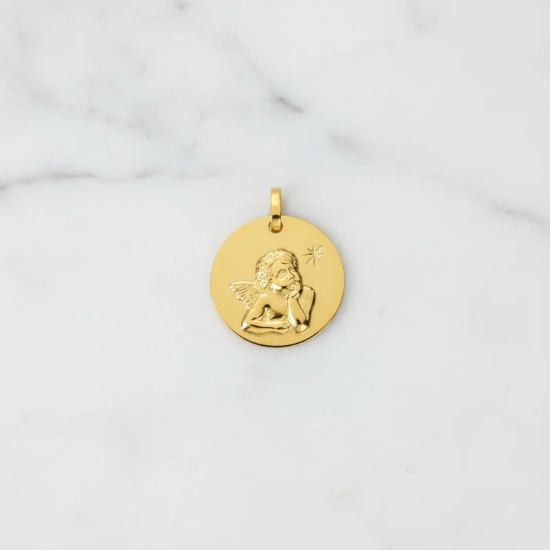 Médaille baptême Ange Pensif - Or