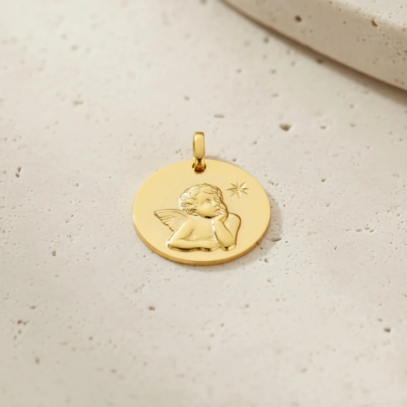 Médaille baptême Ange Raphael - Or | Comptoir Religieux