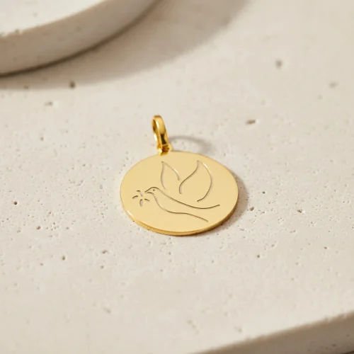Médaille de baptême colombe ajourée en or | Comptoir Religieux