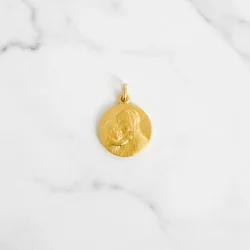 Médaille de baptême "Vierge à l'enfant" en Plaqué Or