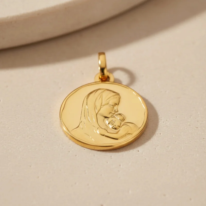 Médaille de baptême Vierge à l'Enfant en or | Comptoir Religieux