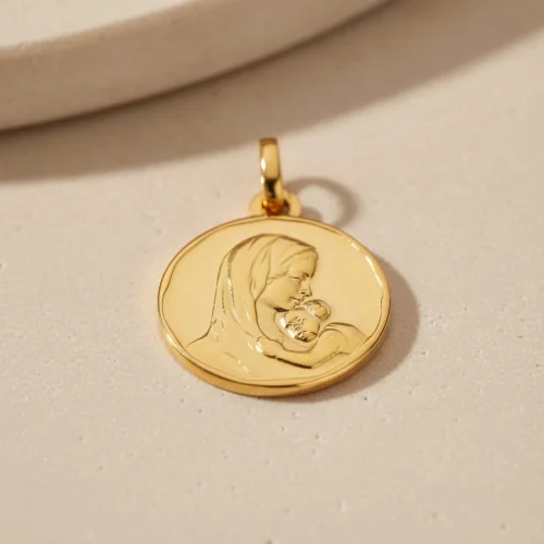 Médaille de baptême Vierge à l'Enfant en or | Comptoir Religieux