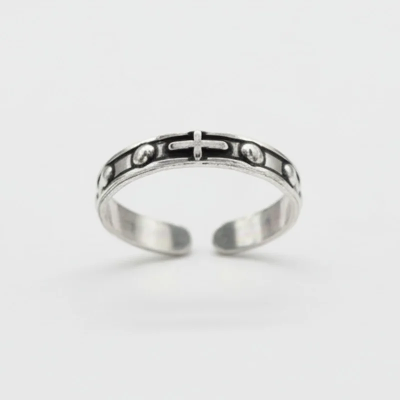 Bague Croix Argentée – Bague Religieuse Ajustable