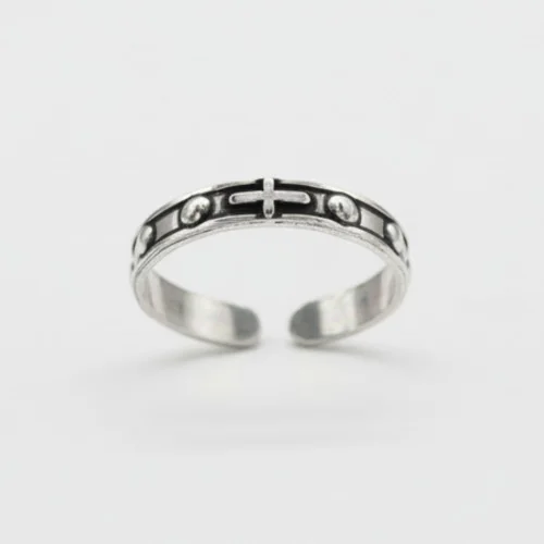 Bague Croix Argentée – Bague Religieuse Ajustable