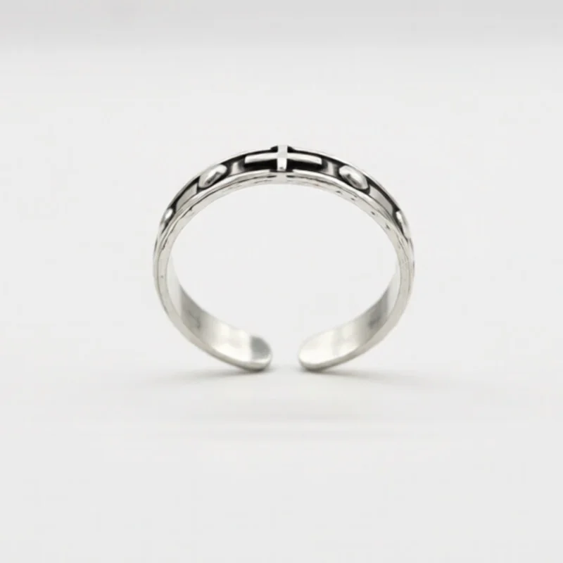 Bague Croix Argentée – Bague Religieuse Ajustable