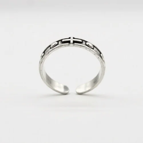 Bague Croix Argentée – Bague Religieuse Ajustable