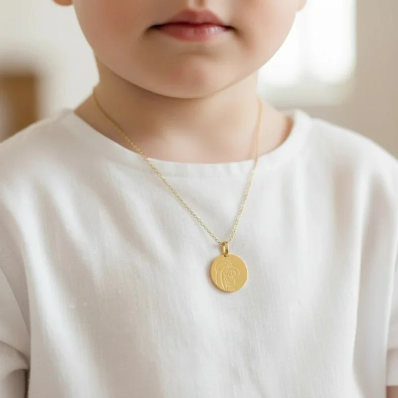 Médaille Vierge à l'enfant - Or - 1.17 grammes