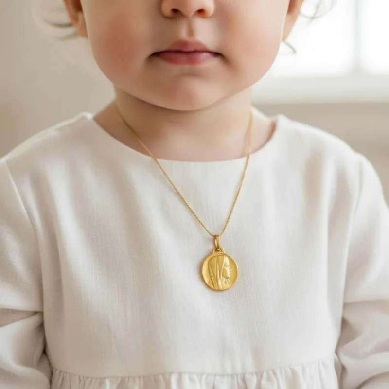 Médaille ronde Vierge Marie - OR - 1.55 grammes