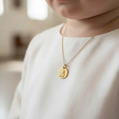 Médaille baptême Ange Pensif - Or