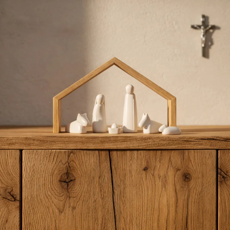 Nativité 5 personnages de la collection EMANY et étable