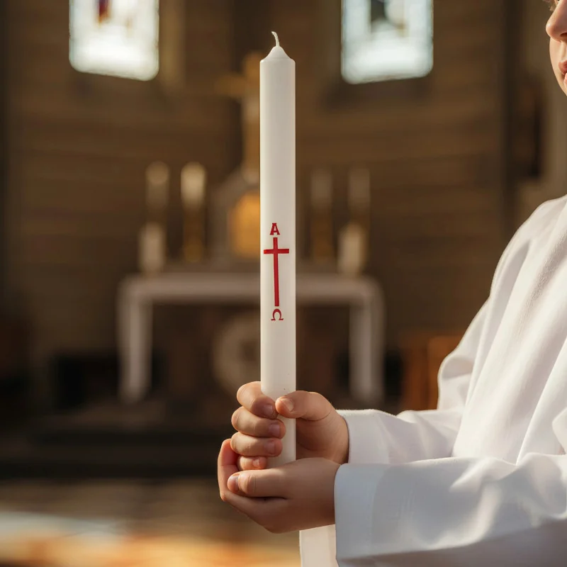 Cierge de baptême blanc | Comptoir Religieux