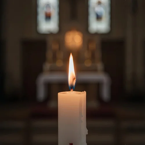 Cierge de baptême blanc | Comptoir Religieux