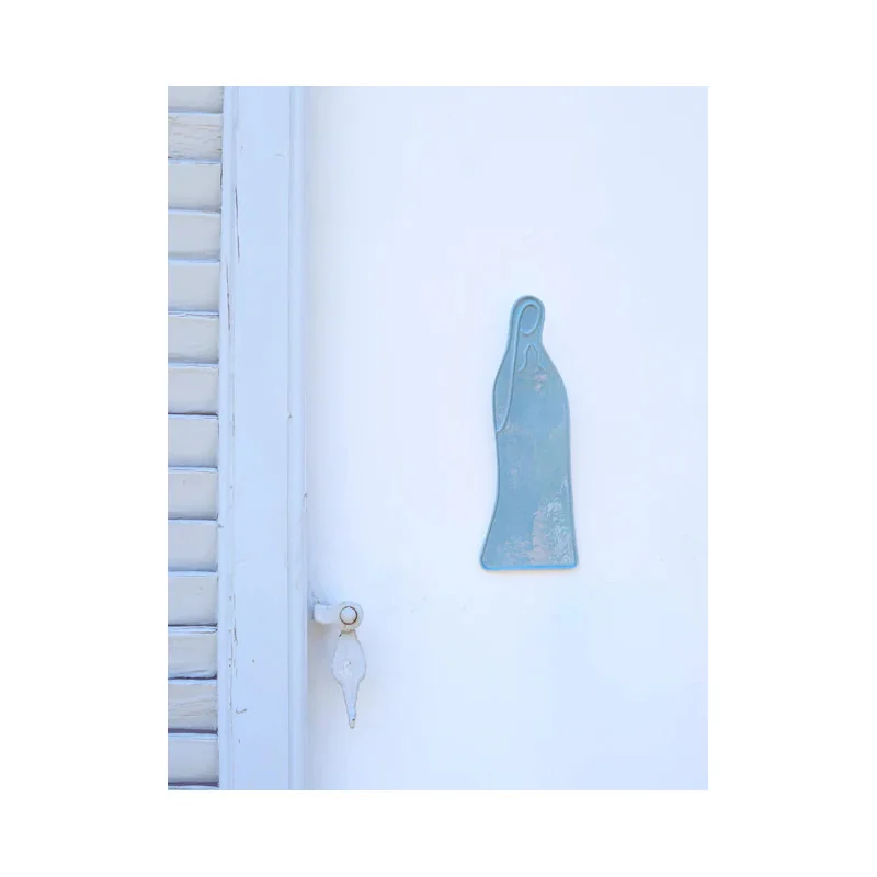 Vierge Céramique Murale – Bleu Ardoise