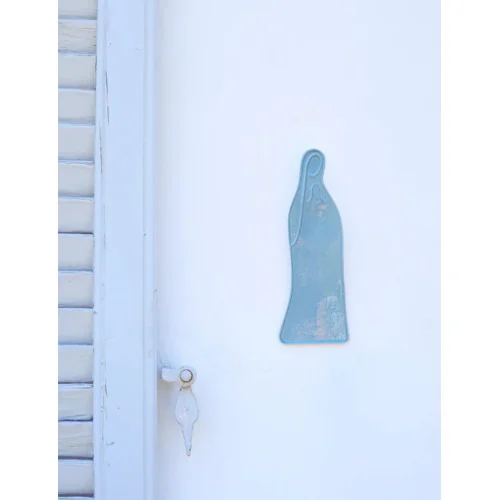 Vierge Céramique Murale – Bleu Ardoise