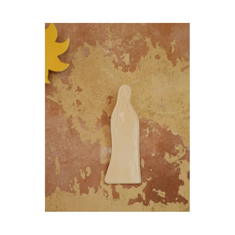 Vierge Céramique Murale – Beige Crème