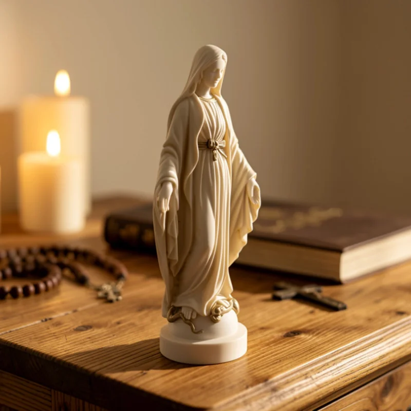 Statue albâtre - 23 cm - Vierge miraculeuse | Comptoir Religieux