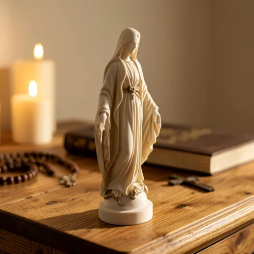 Statue albâtre - 23 cm - Vierge miraculeuse | Comptoir Religieux