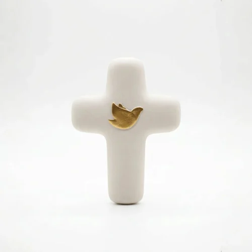 Croix Emany en pierre d'albâtre avec dorure - Croix de la paix | Co...