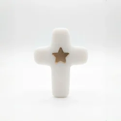 Croix Emany en pierre d'albâtre avec dorure - Croix de l'étoile | C...