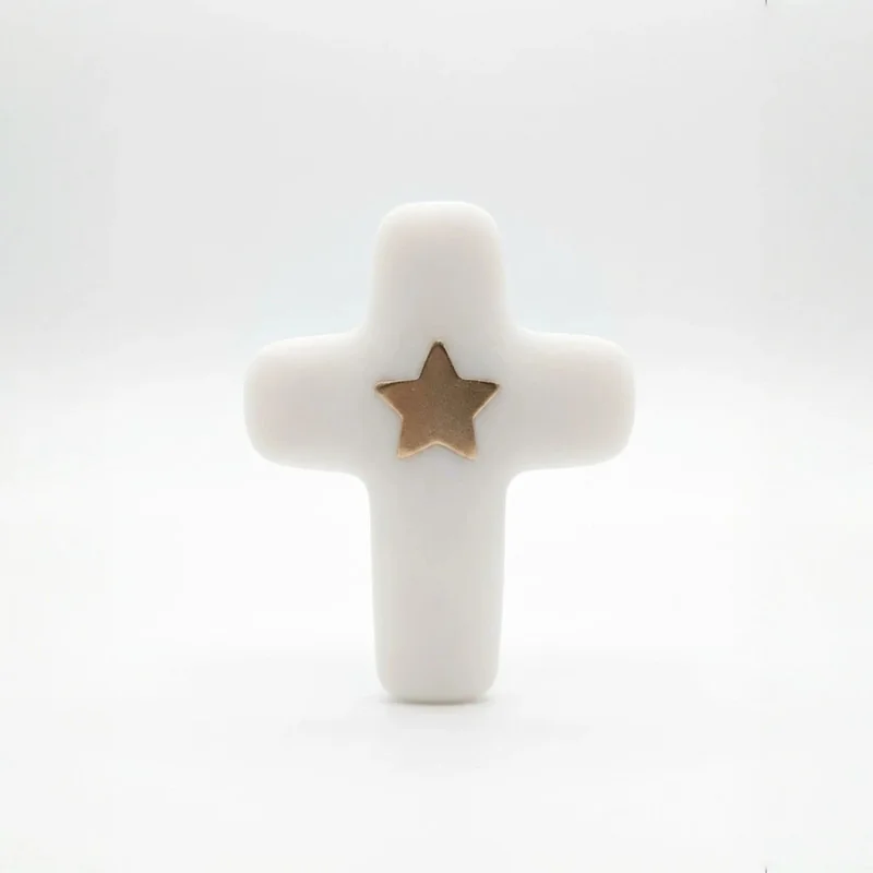 Croix Emany en pierre d'albâtre avec dorure - Croix de l'étoile | C...