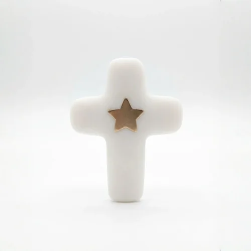 Croix Emany en pierre d'albâtre avec dorure - Croix de l'étoile | C...