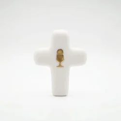 Croix Emany en pierre d'albâtre avec dorure - Croix de l'eucharisti...