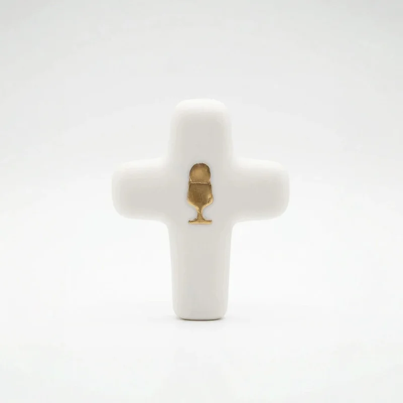 Croix Emany en pierre d'albâtre avec dorure - Croix de l'eucharisti...