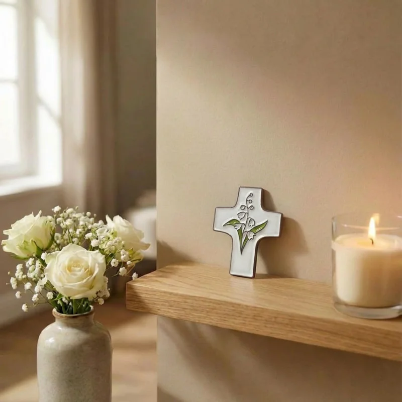 Croix Céramique avec Fleurs de Lys | Comptoir Religieux