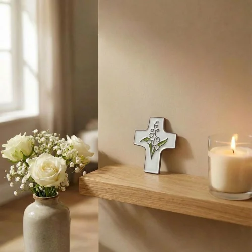 Croix Céramique avec Fleurs de Lys | Comptoir Religieux