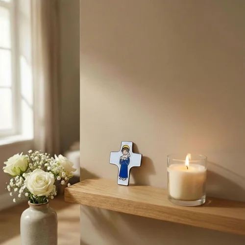 Croix céramique \"garçon et agneau de Dieu\" | Comptoir Religieux