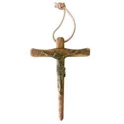 Crucifix en olivier et bronze | Comptoir Religieux