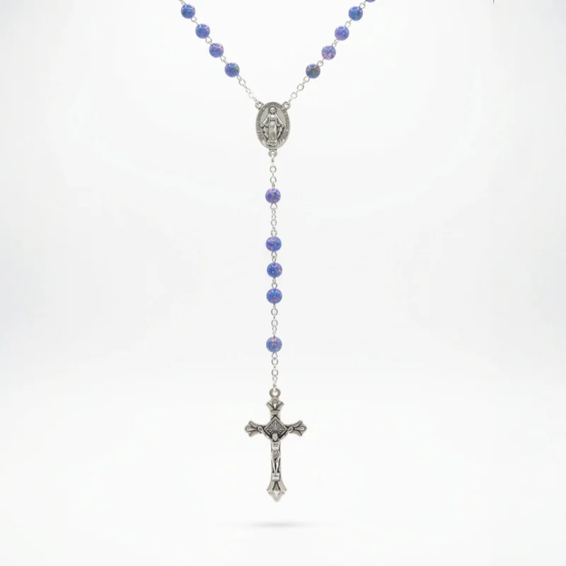 Chapelet en verre bleu | Comptoir Religieux