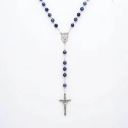 Chapelet sodalite en chaîne argenté | Comptoir Religieux