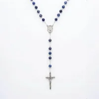 Chapelet sodalite en chaîne argenté | Comptoir Religieux
