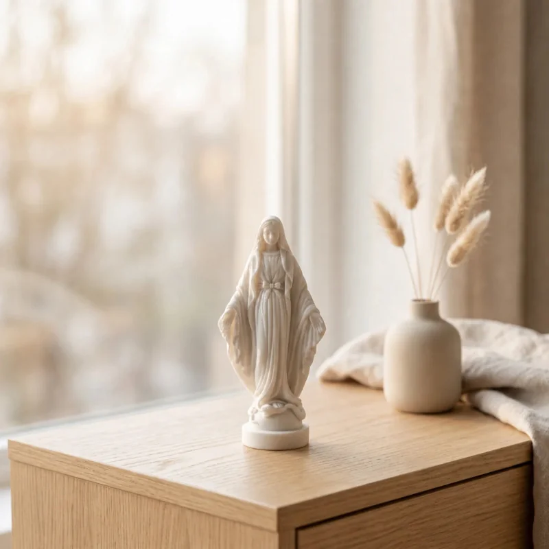 Statue Vierge miraculeuse en albâtre - 12cm | Comptoir Religieux
