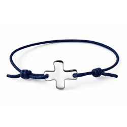 Bracelet élastique bleu marine avec croix | Comptoir Religieux