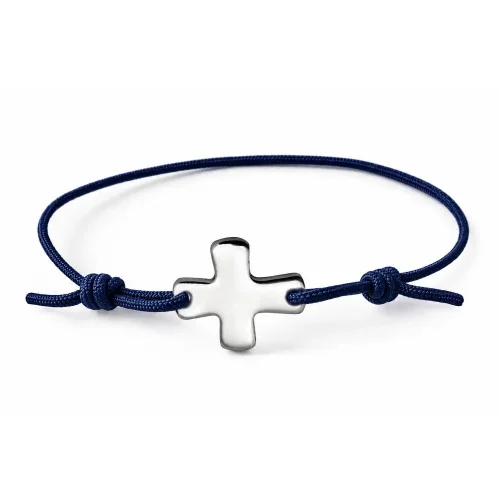 Bracelet élastique bleu marine avec croix | Comptoir Religieux