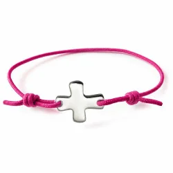 Bracelet élastique rose framboise avec croix | Comptoir Religieux