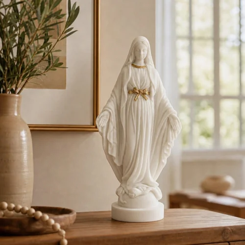 Statue albâtre - 23 cm - Vierge miraculeuse | Comptoir Religieux