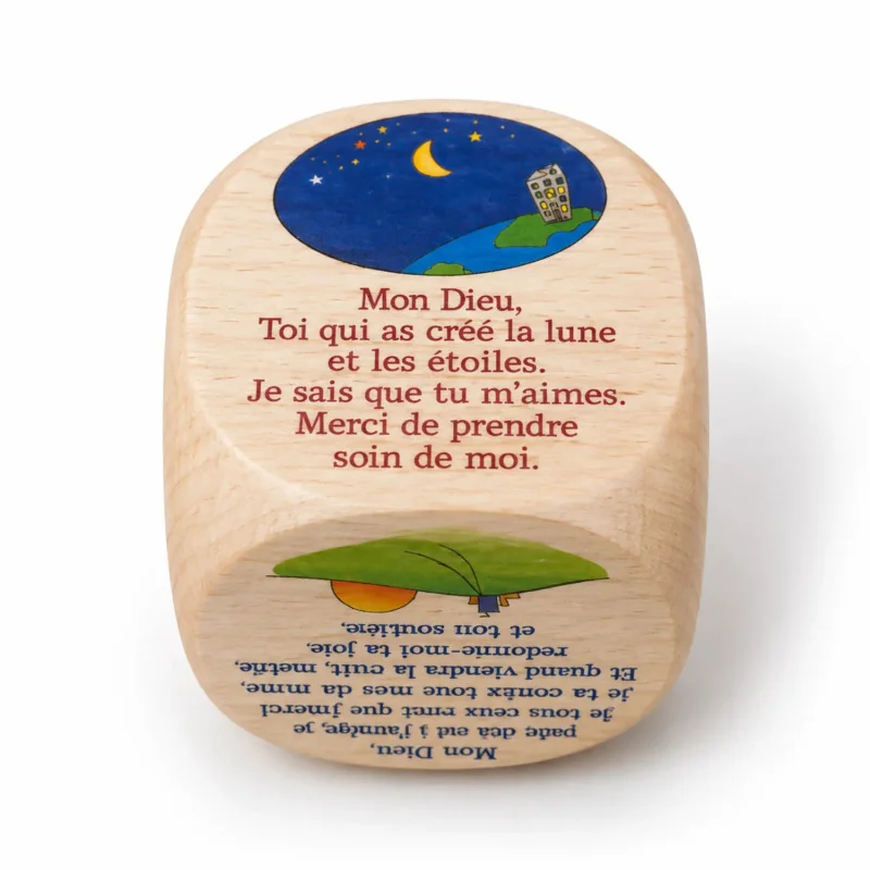 Dé de \"prière du soir\" 1 en bois | Comptoir Religieux