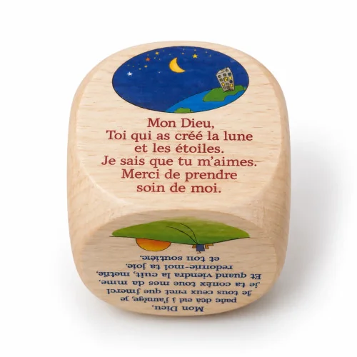 Dé de \"prière du soir\" 1 en bois | Comptoir Religieux