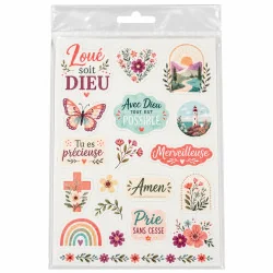Lot de 3 planches d'autocollants - motifs chrétiens | Le Comptoir Religieux