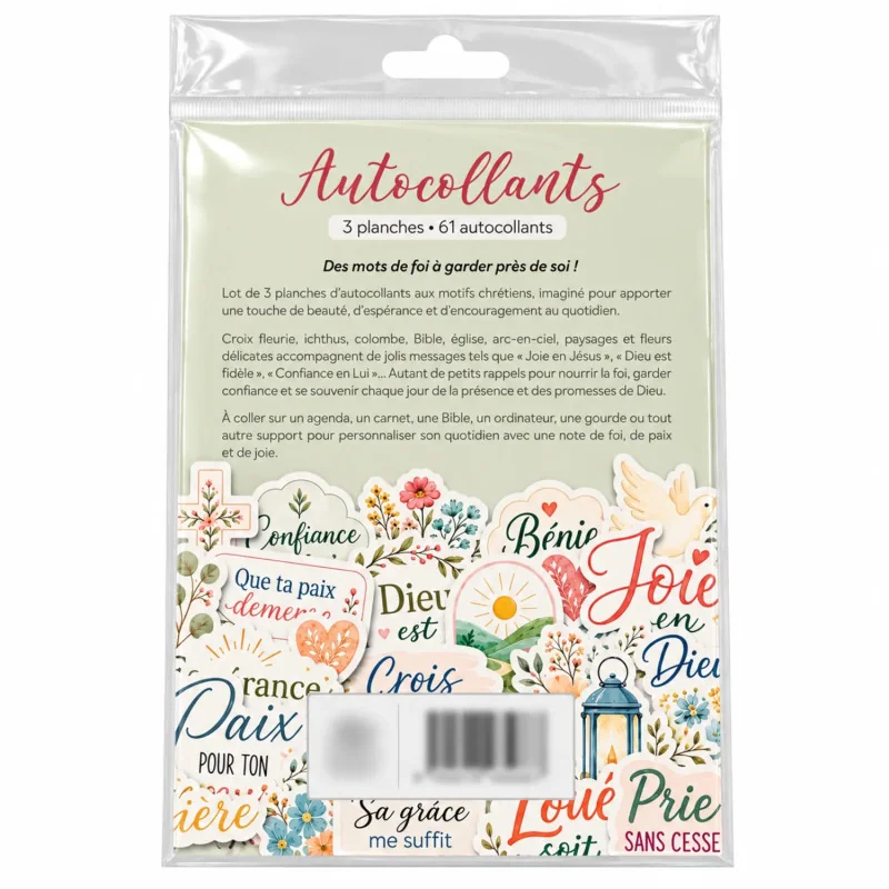 Lot de 3 planches d'autocollants - motifs chrétiens | Le Comptoir Religieux