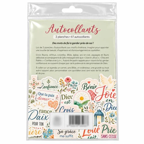 Lot de 3 planches d'autocollants - motifs chrétiens | Le Comptoir Religieux