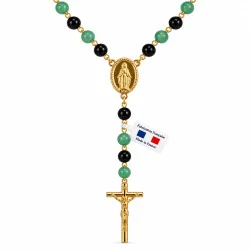 Chapelet en verre violet en chaine argentée | Comptoir Religieux