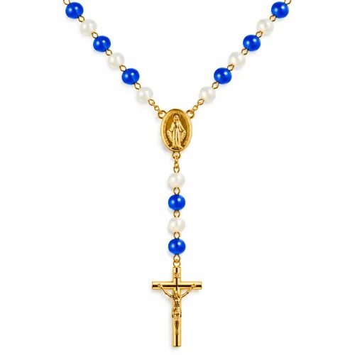 Chapelet en verre violet en chaine argentée | Comptoir Religieux