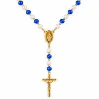 Chapelet en verre violet en chaine argentée | Comptoir Religieux