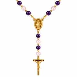 Chapelet en verre violet en chaine argentée | Comptoir Religieux